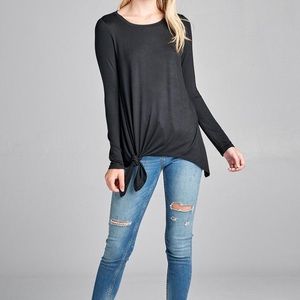 Long sleeve knot rayon spandex knit